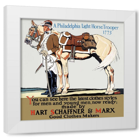 A Philadelphia Light Horse Trooper 1775 White Modern Wood Framed Art Print by Penfield, Edward