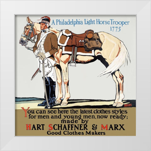 A Philadelphia Light Horse Trooper 1775 White Modern Wood Framed Art Print by Penfield, Edward