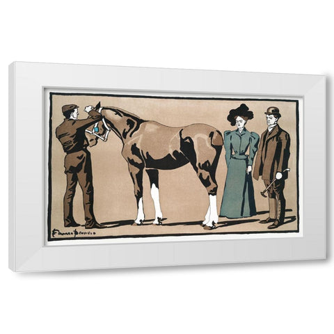 People and horse White Modern Wood Framed Art Print by Penfield, Edward