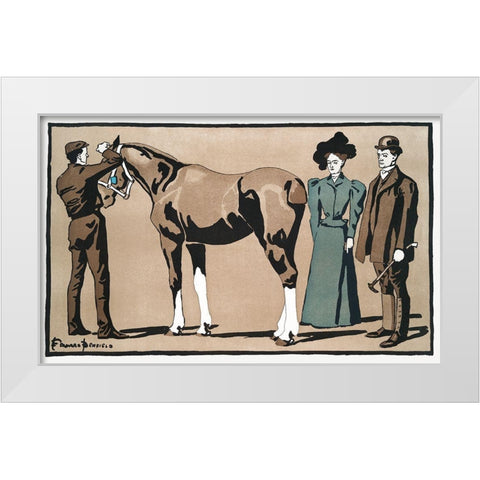 People and horse White Modern Wood Framed Art Print by Penfield, Edward