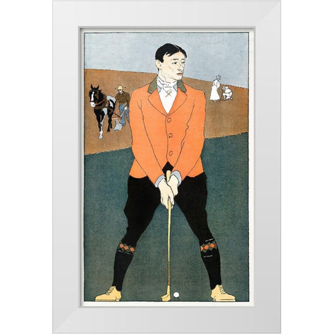 Golf Player 1898 White Modern Wood Framed Art Print by Penfield, Edward