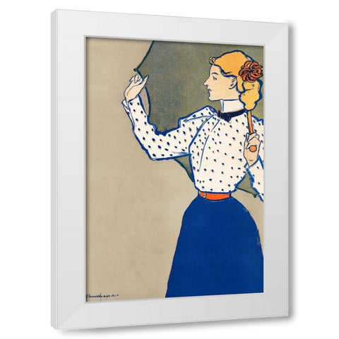 Woman Holding Open Umbrella 1897 White Modern Wood Framed Art Print by Penfield, Edward