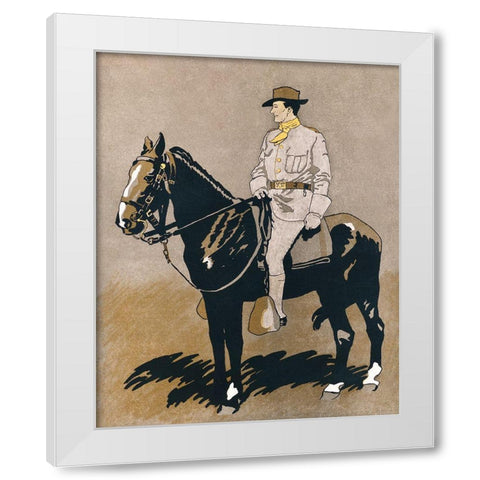 Soldier Riding a Horse White Modern Wood Framed Art Print by Penfield, Edward