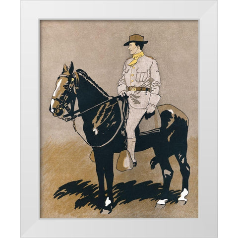 Soldier Riding a Horse White Modern Wood Framed Art Print by Penfield, Edward