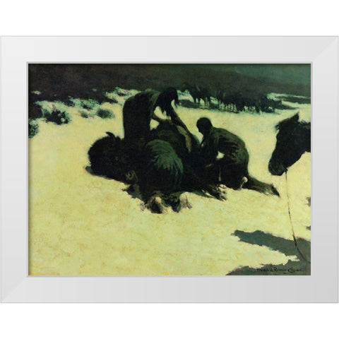 Hungry Moon White Modern Wood Framed Art Print by Remington, Frederic