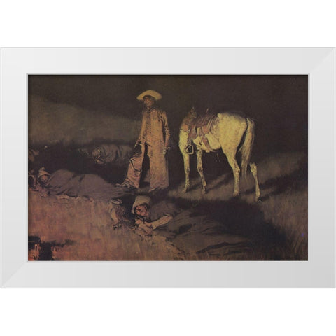 In From the Night Herd White Modern Wood Framed Art Print by Remington, Frederic