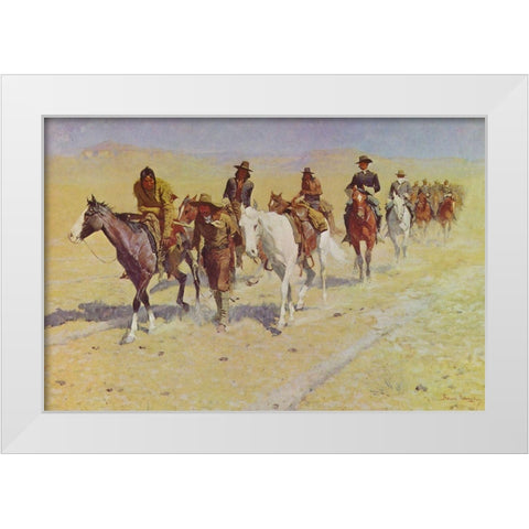 Pony Tracks in the Buffalo Trails White Modern Wood Framed Art Print by Remington, Frederic