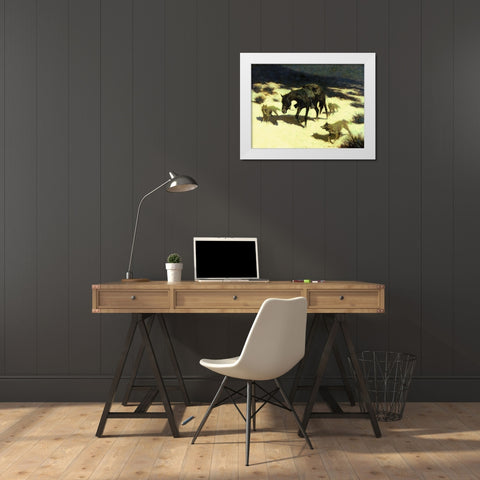 The Last March White Modern Wood Framed Art Print by Remington, Frederic