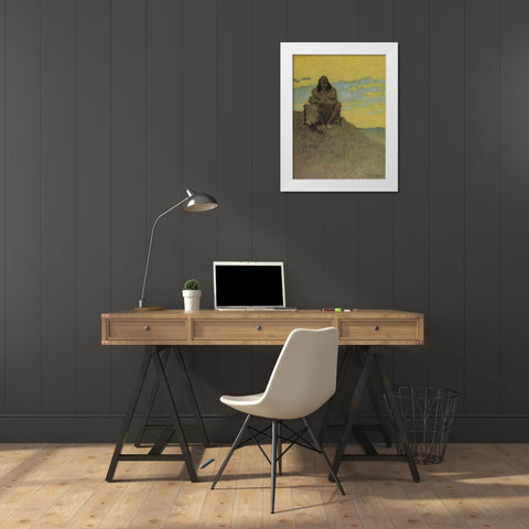 When His Heart is Bad White Modern Wood Framed Art Print by Remington, Frederic