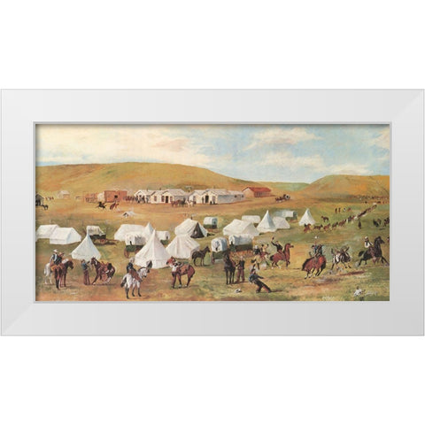 Cowboy Camp During the Roundup White Modern Wood Framed Art Print by Russell, Charles Marion