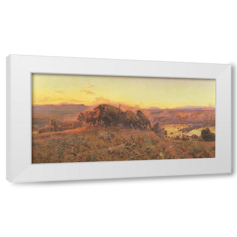 When The Land Belonged To God White Modern Wood Framed Art Print by Russell, Charles Marion