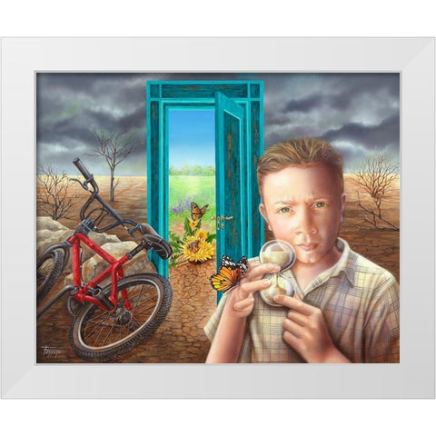 Grandma-When are the Trees Coming Back White Modern Wood Framed Art Print by Ferraro