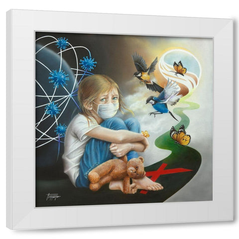 Hope not Fear White Modern Wood Framed Art Print by Ferraro