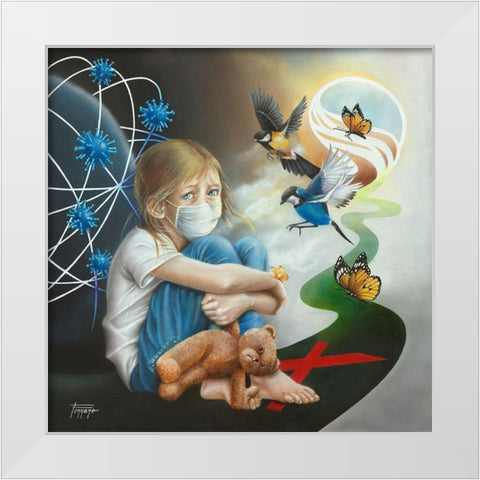 Hope not Fear White Modern Wood Framed Art Print by Ferraro