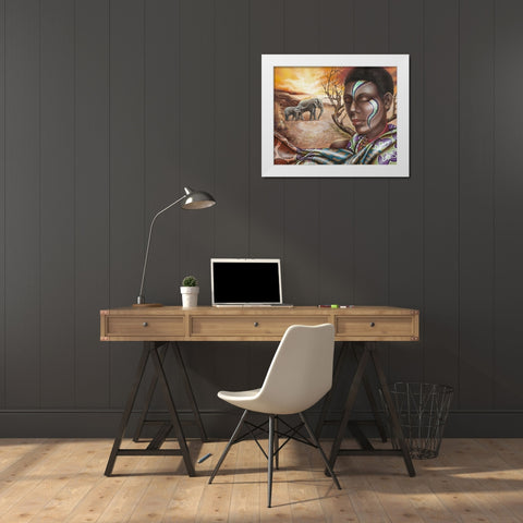 Tears of Africa White Modern Wood Framed Art Print by Ferraro