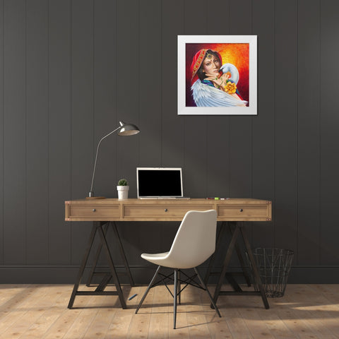 The Messenger White Modern Wood Framed Art Print by Ferraro