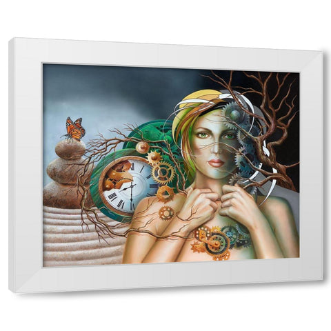 Time to Shed the Armor White Modern Wood Framed Art Print by Ferraro