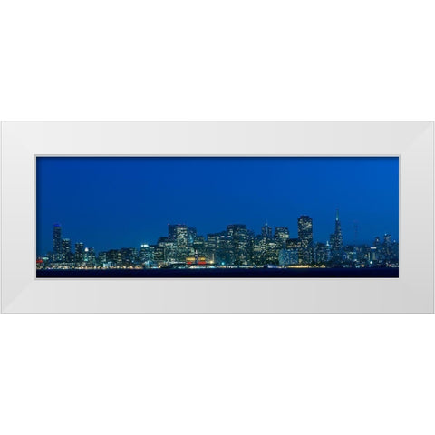 Night skyline of San Francisco from Treasure Island-California White Modern Wood Framed Art Print by Highsmith, Carol
