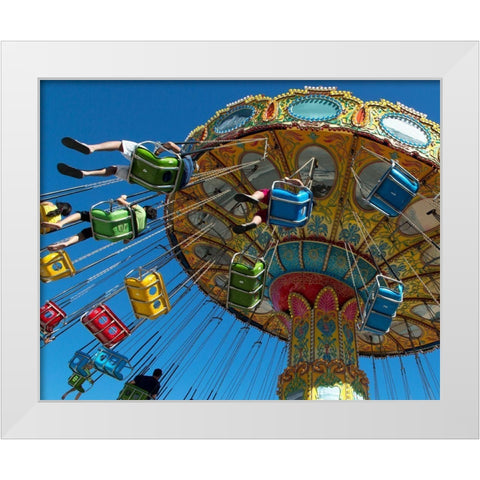 Swing ride in Santa Cruz-California White Modern Wood Framed Art Print by Highsmith, Carol