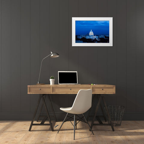 Capitol Hill-Washington D.C. at night White Modern Wood Framed Art Print by Highsmith, Carol