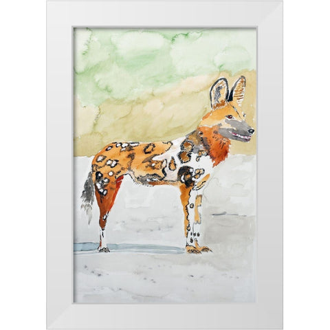 African Wild Dog White Modern Wood Framed Art Print by Derr, Wynn