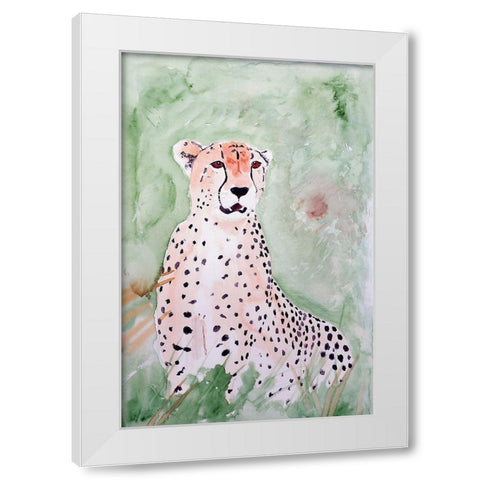 Cheetah White Modern Wood Framed Art Print by Derr, Wynn