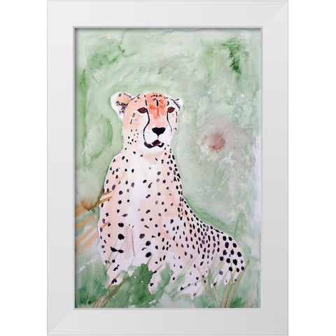 Cheetah White Modern Wood Framed Art Print by Derr, Wynn
