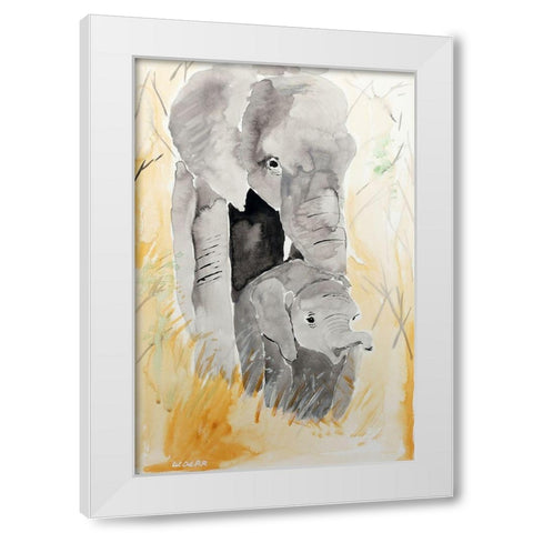 Elephant Pair White Modern Wood Framed Art Print by Derr, Wynn