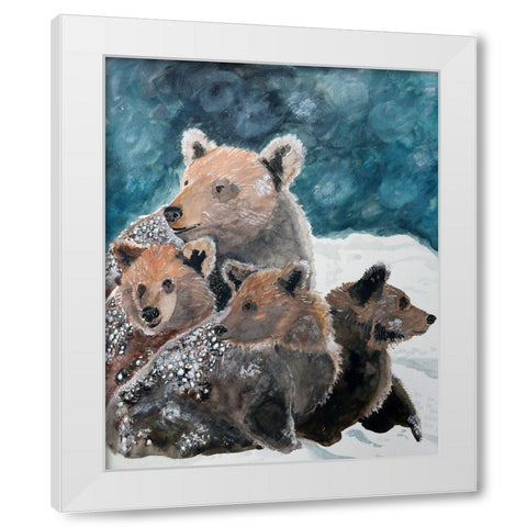 Frosty Bear Family White Modern Wood Framed Art Print by Derr, Wynn