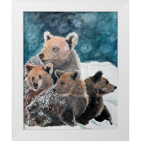 Frosty Bear Family White Modern Wood Framed Art Print by Derr, Wynn