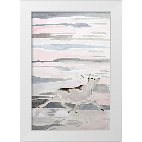 Peary Caribou White Modern Wood Framed Art Print by Derr, Wynn