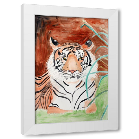 Sumatran Tiger White Modern Wood Framed Art Print by Derr, Wynn
