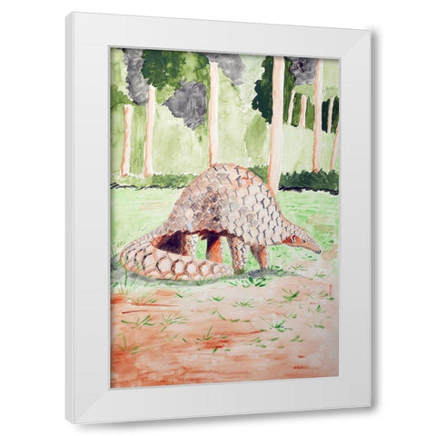 Sunda Pangolin White Modern Wood Framed Art Print by Derr, Wynn