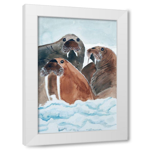 Walrus Trio White Modern Wood Framed Art Print by Derr, Wynn