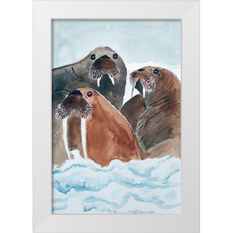 Walrus Trio White Modern Wood Framed Art Print by Derr, Wynn
