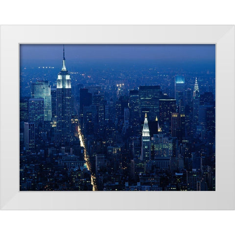 Empire State Building at night-New York White Modern Wood Framed Art Print by Highsmith, Carol