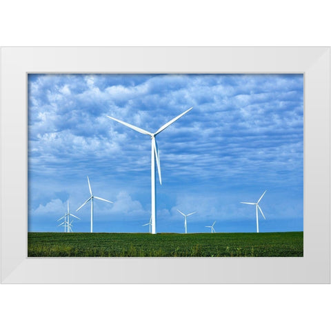 Wind Farms in Franklin County-Iowa White Modern Wood Framed Art Print by Highsmith, Carol