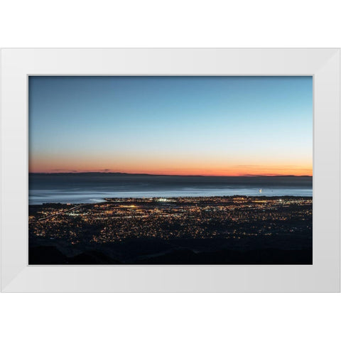 Dusk shot of Santa Barbara-California-and the Pacific shore White Modern Wood Framed Art Print by Highsmith, Carol