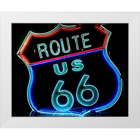 Route 66 neon sign White Modern Wood Framed Art Print by Highsmith, Carol