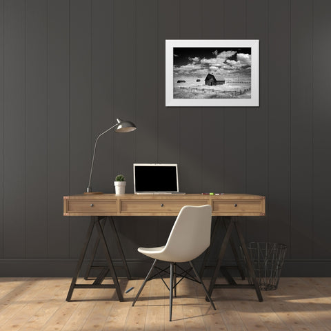 Infrared view of barn in rural Montana-USA White Modern Wood Framed Art Print by Highsmith, Carol