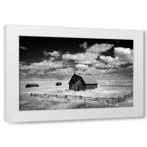 Infrared view of barn in rural Montana-USA White Modern Wood Framed Art Print by Highsmith, Carol