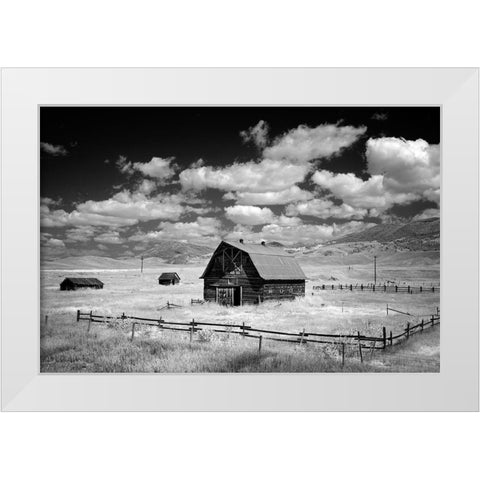 Infrared view of barn in rural Montana-USA White Modern Wood Framed Art Print by Highsmith, Carol