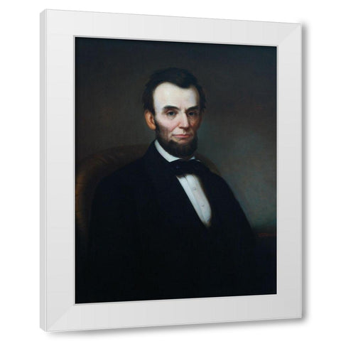 Abraham Lincoln portrait in the Lincoln room-Blair House White Modern Wood Framed Art Print by Highsmith, Carol