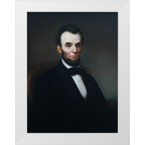 Abraham Lincoln portrait in the Lincoln room-Blair House White Modern Wood Framed Art Print by Highsmith, Carol