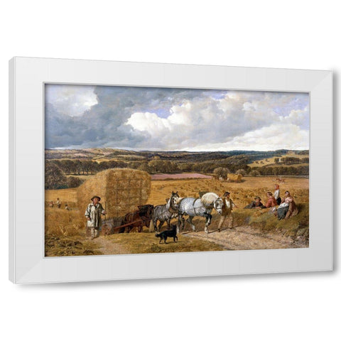 Harvest White Modern Wood Framed Art Print by Herring, John Frederick