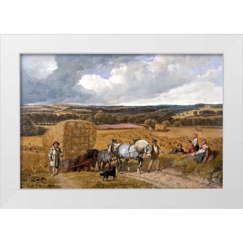 Harvest White Modern Wood Framed Art Print by Herring, John Frederick