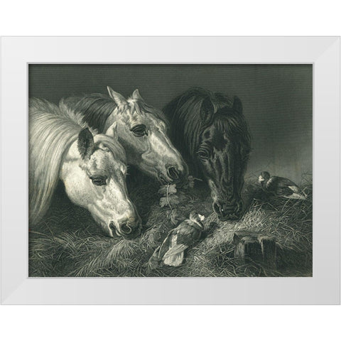 Le Maigre Repas - Steel Engraving White Modern Wood Framed Art Print by Herring, John Frederick