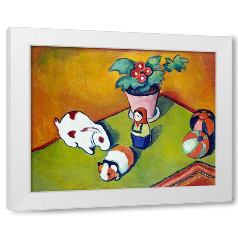 Little Walters Toys White Modern Wood Framed Art Print by Macke, August