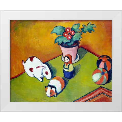 Little Walters Toys White Modern Wood Framed Art Print by Macke, August