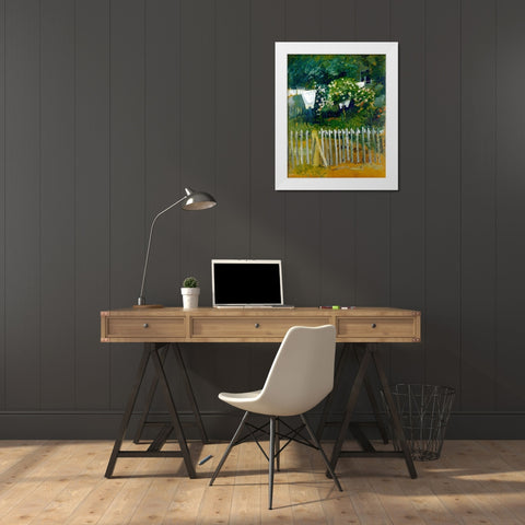 Laundry in the garden in Kandern White Modern Wood Framed Art Print by Macke, August